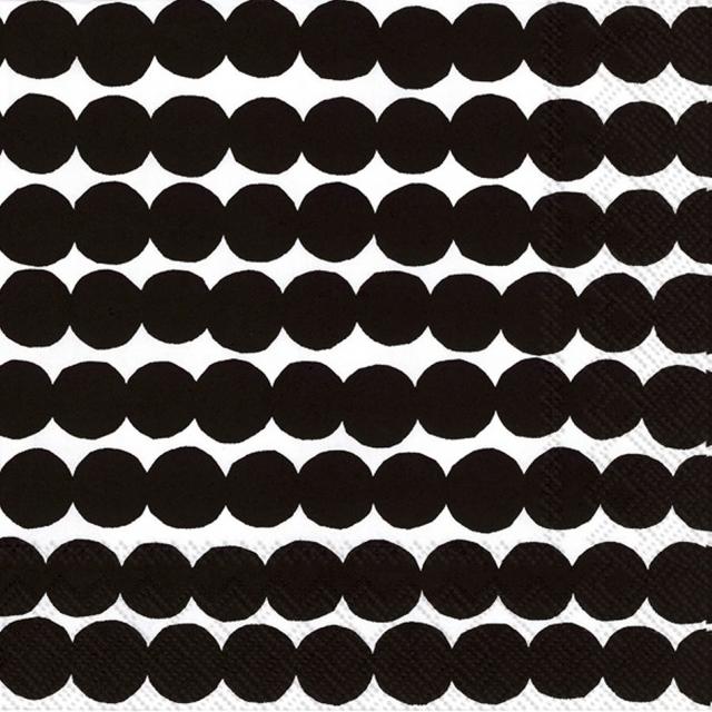 Marimekko 33cm Räsymatto black napkin pack of 20 - Soposopo