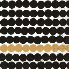 Marimekko 25cm Räsymatto black gold napkin pack of 20 - Soposopo