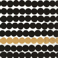 Marimekko 33cm Räsymatto black gold napkin pack of 20 - Soposopo