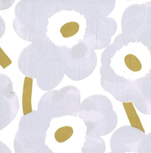 Marimekko 25cm Unikko white silver napkin pack of 20 - Soposopo