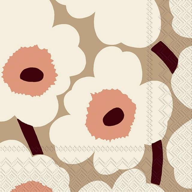 Marimekko 25cm Unikko cream napkin pack of 20 - Soposopo
