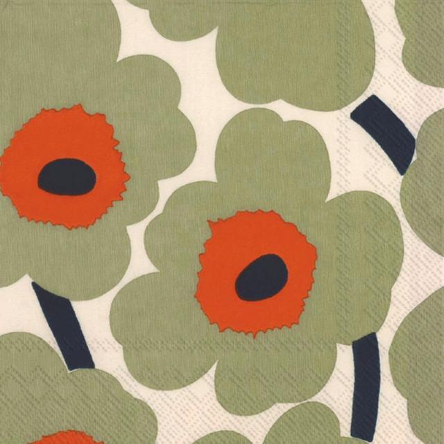 Marimekko 33cm Unikko cream orange napkin pack of 20 - Soposopo