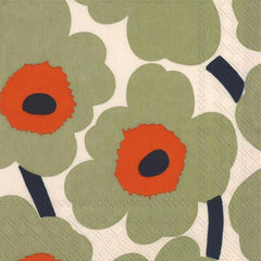 Marimekko 33cm Unikko cream orange napkin pack of 20 - Soposopo