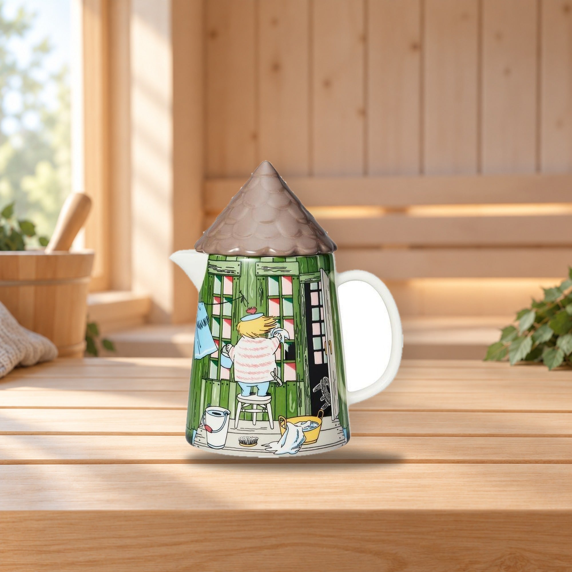 Moomin Pitcher Bath House 1.0L – product photo on a table