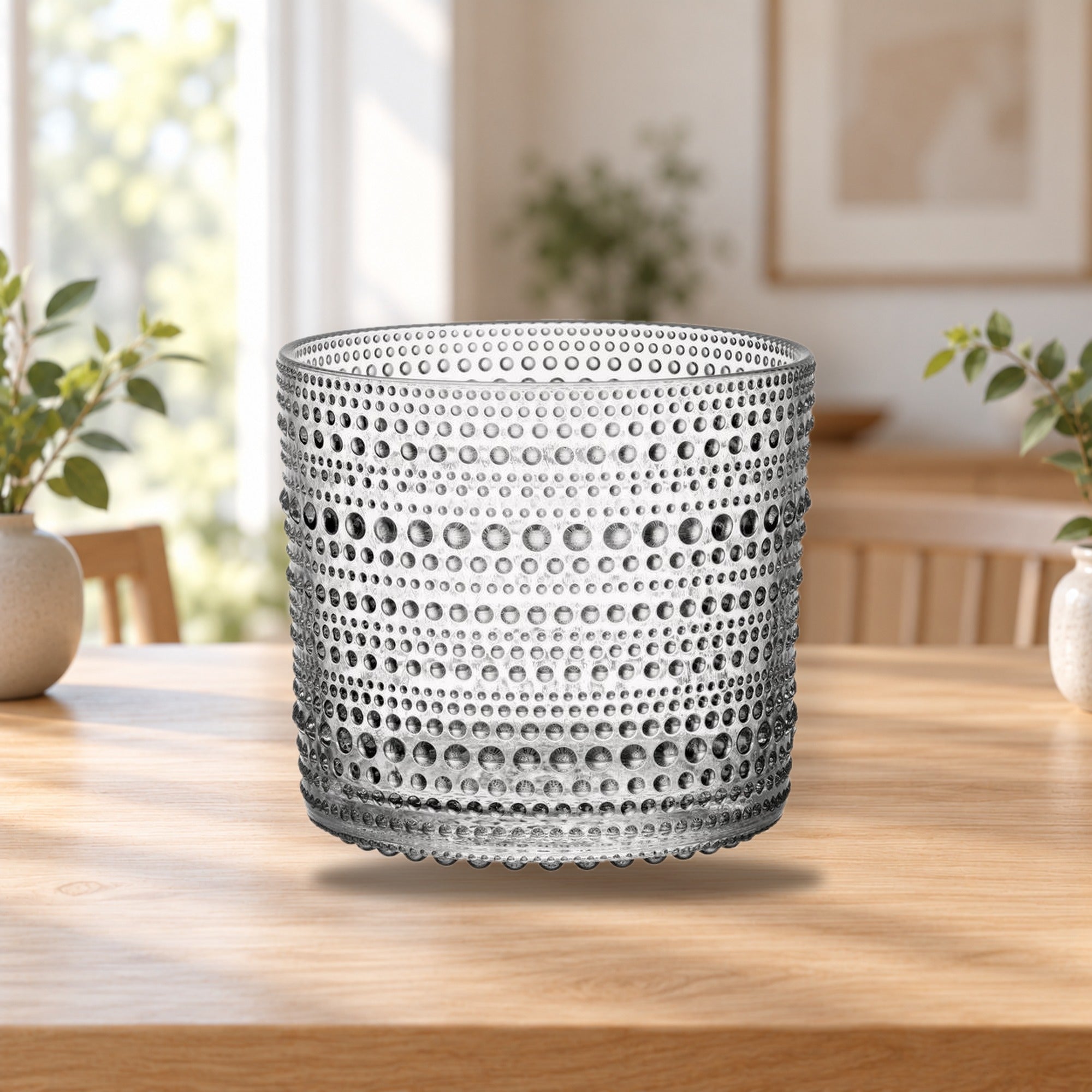 Iittala Kastehelmi Flower Pot 111x101 mm Clear – product photo on a table