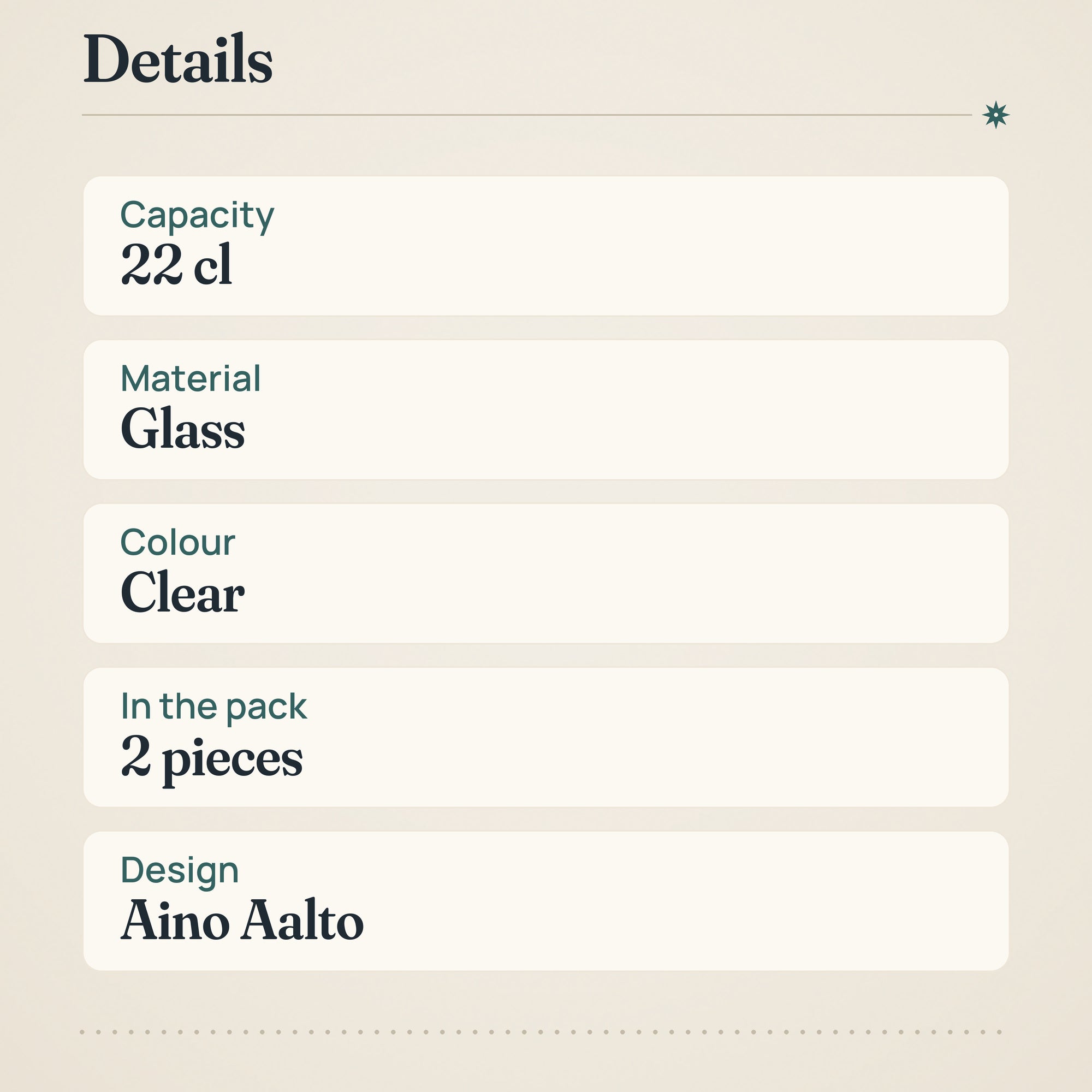 Iittala Aino Aalto Drinking Glass Set of 2, 22cl Clear – product details