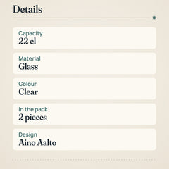 Iittala Aino Aalto Drinking Glass Set of 2, 22cl Clear – product details