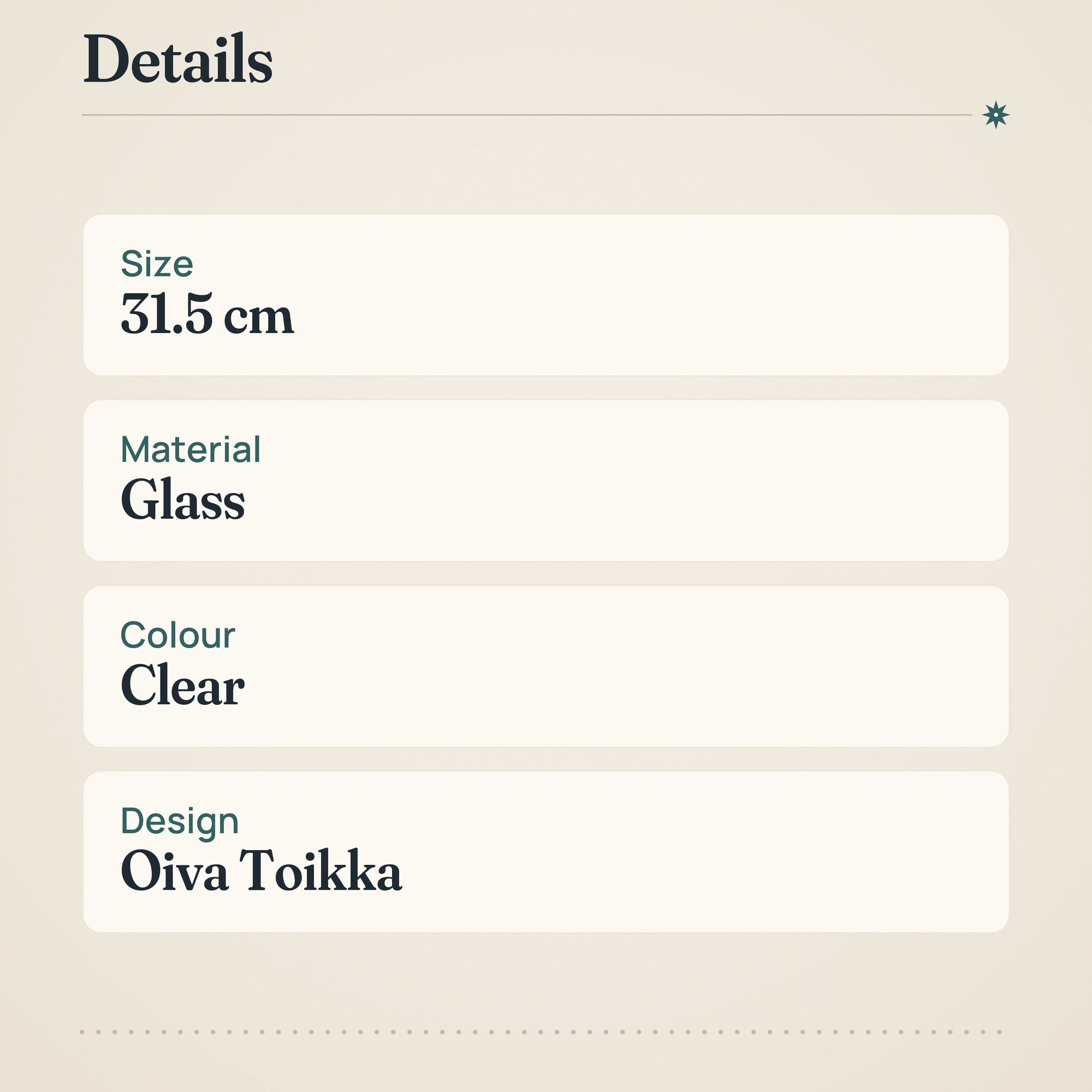 Iittala Kastehelmi Cake Stand 31.5cm Clear Glass – product details