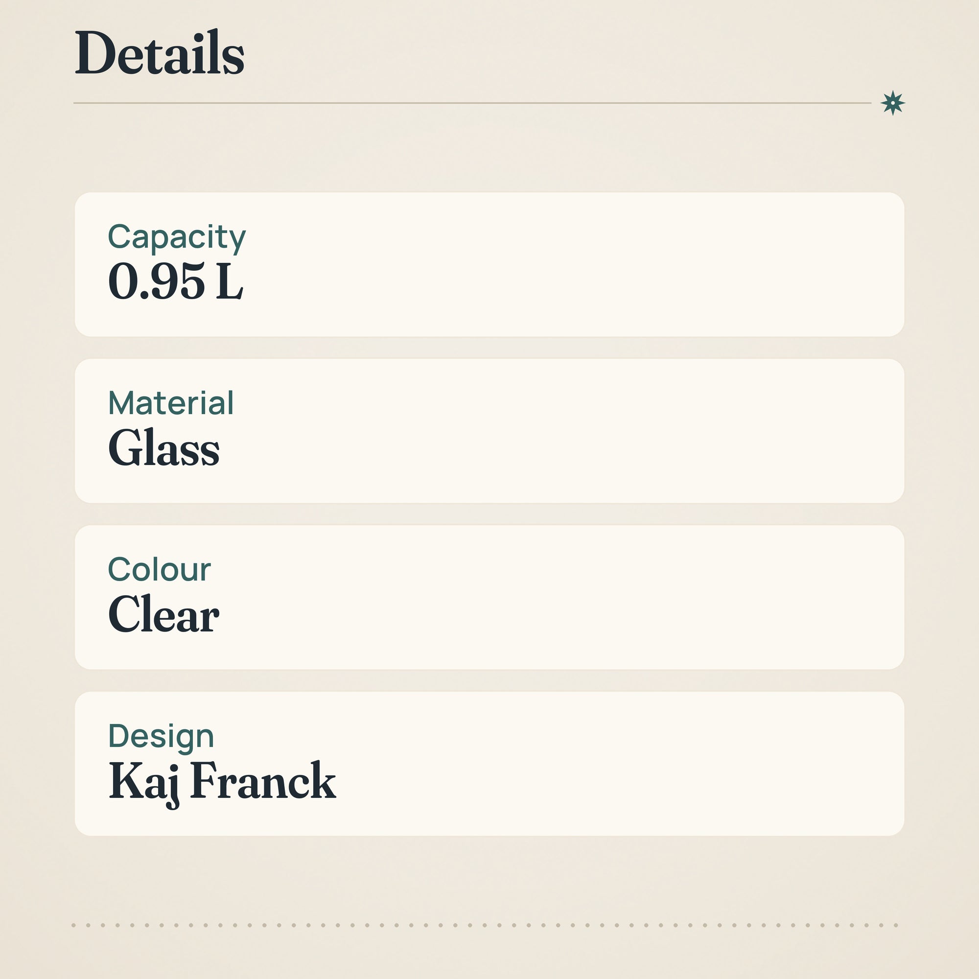 Iittala Kartio Pitcher 0.95L Clear Glass – product details