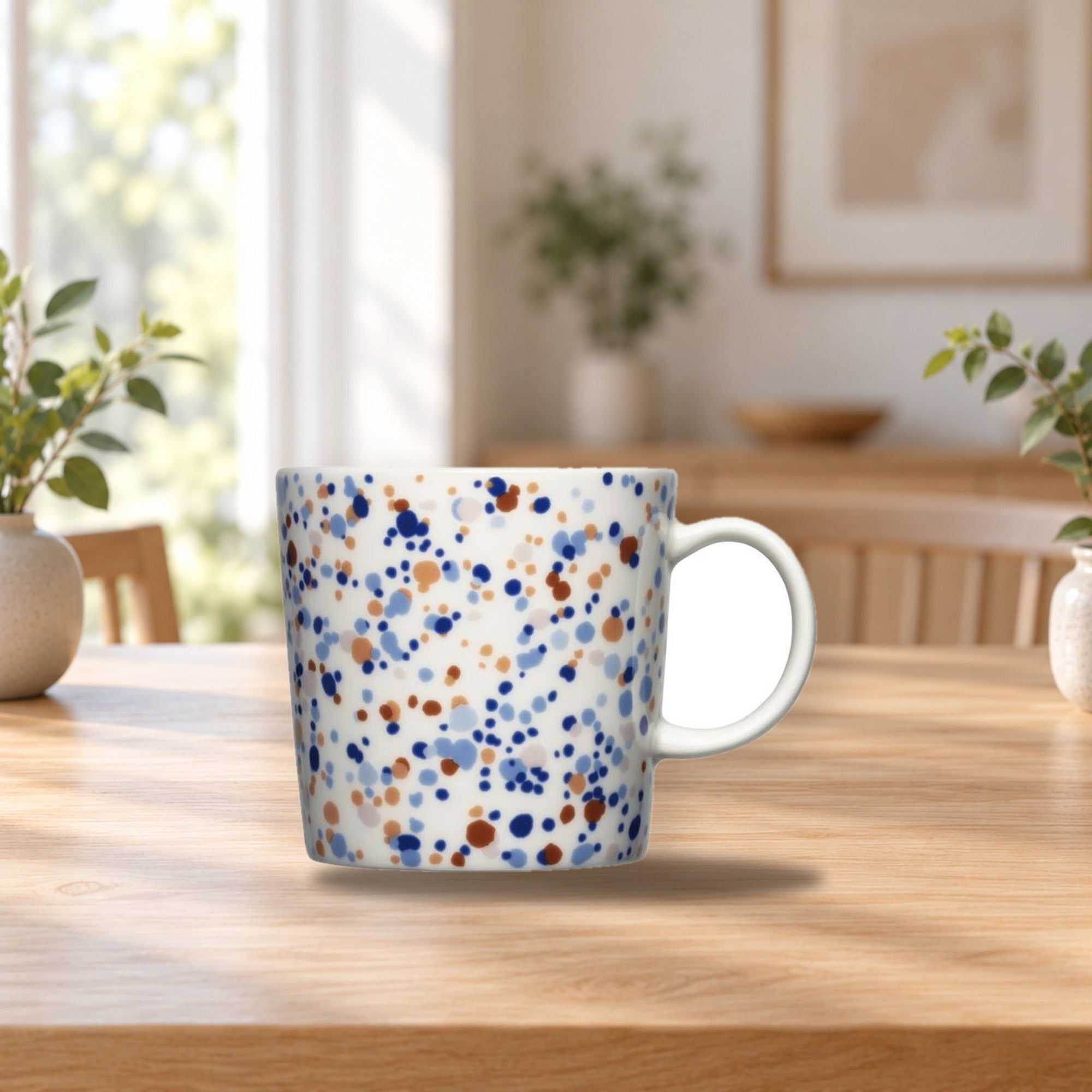 Iittala Oiva Toikka Mug Helle Blue Brown 0.3L – product photo on a table