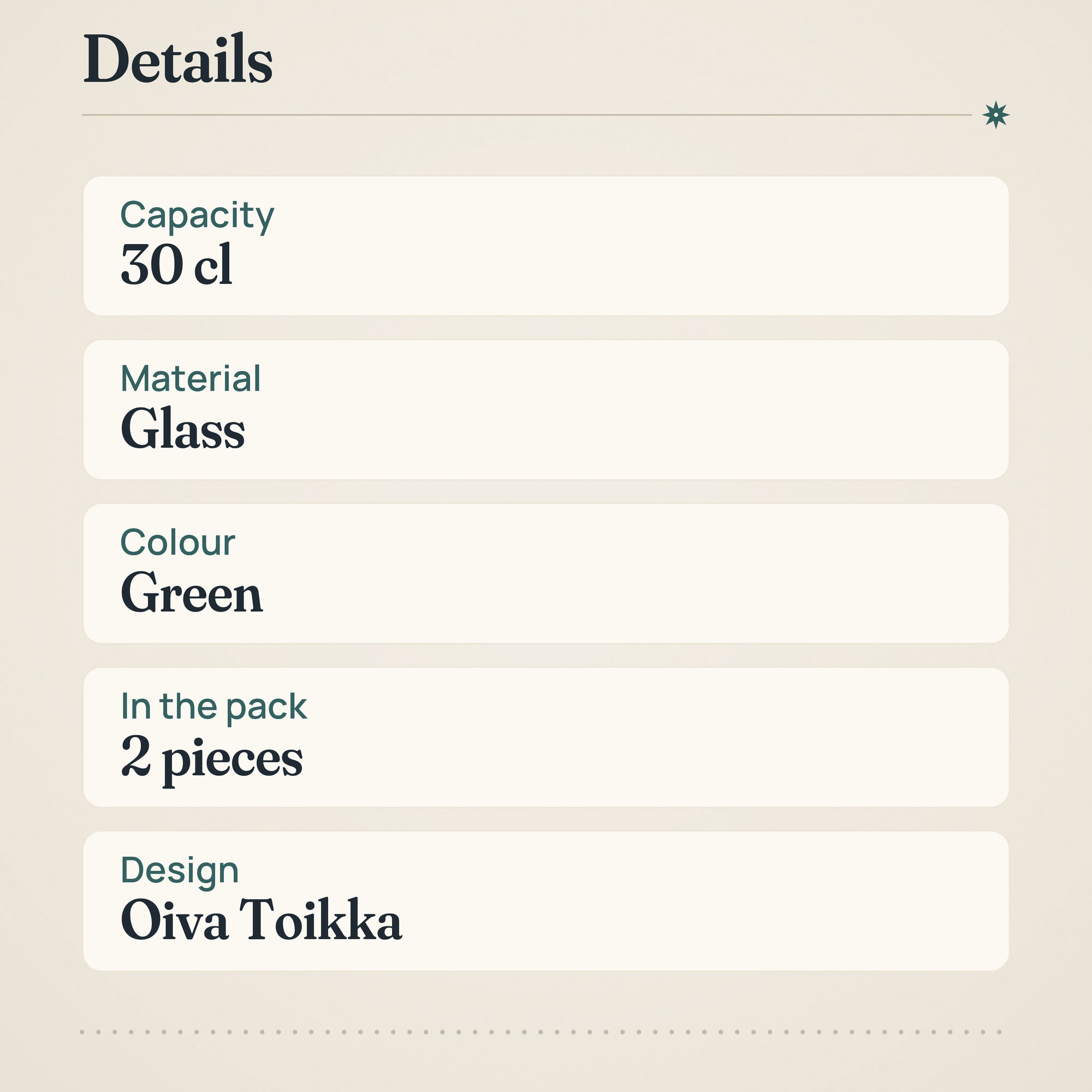 Iittala Kastehelmi Drinking Glass Set of 2, 30cl, Green – product details