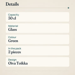 Iittala Kastehelmi Drinking Glass Set of 2, 30cl, Green – product details