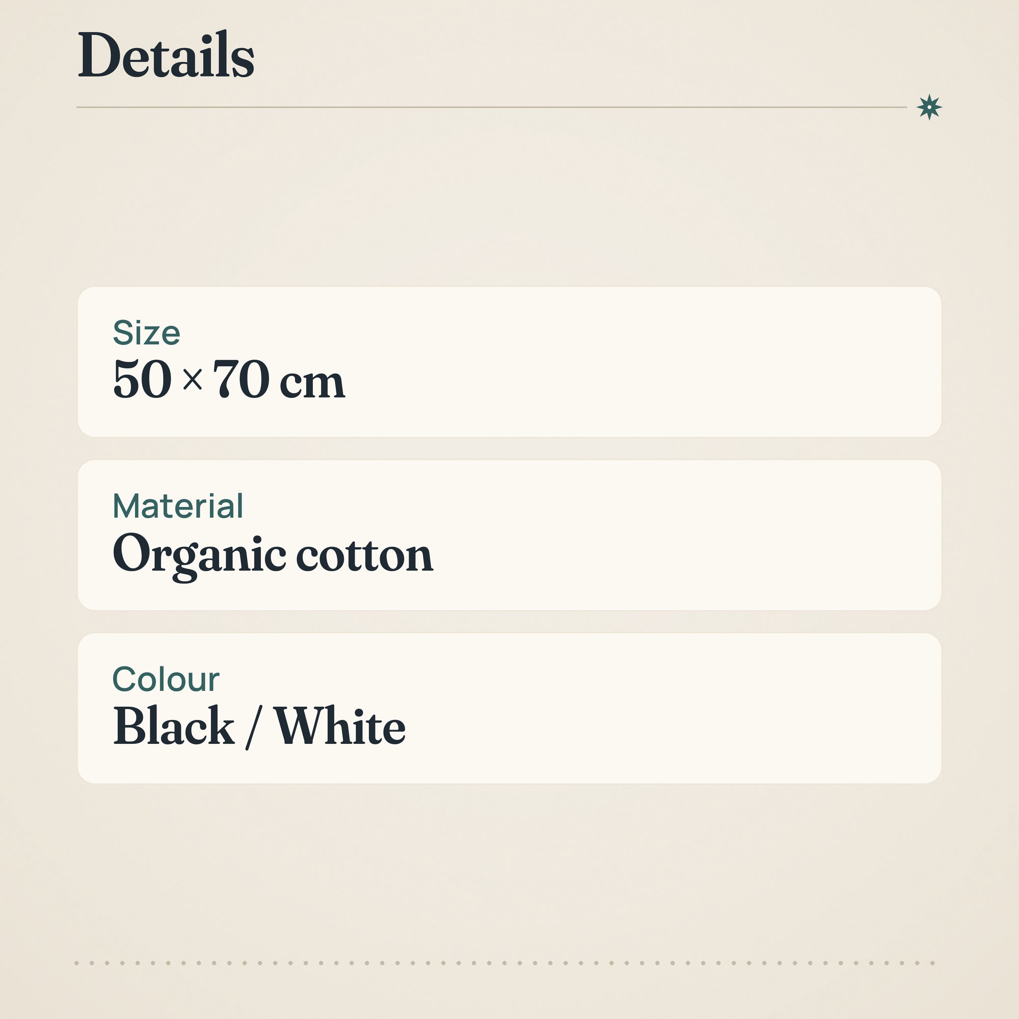 Kettu Hand Towel 50x70 cm Black/White – product details