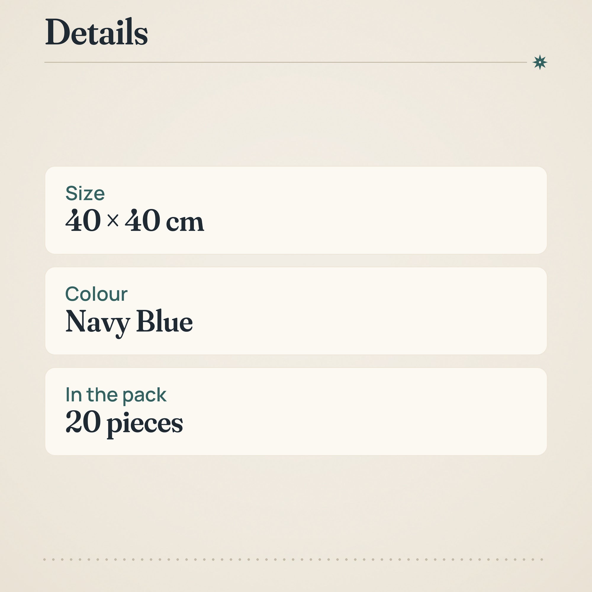 Coop Navy Blue Napkins 40x40cm – product details