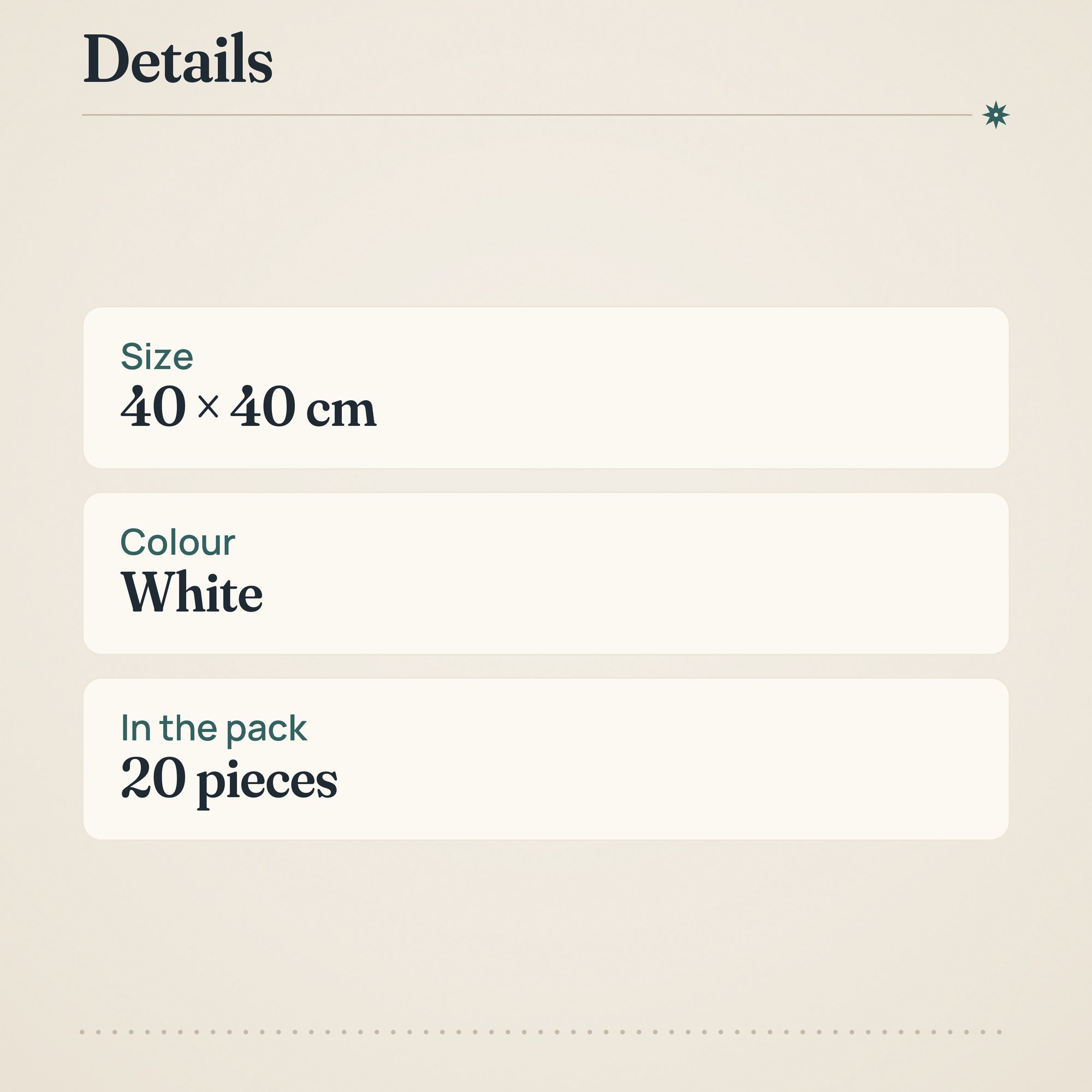 Coop White Napkins 40x40cm – product details