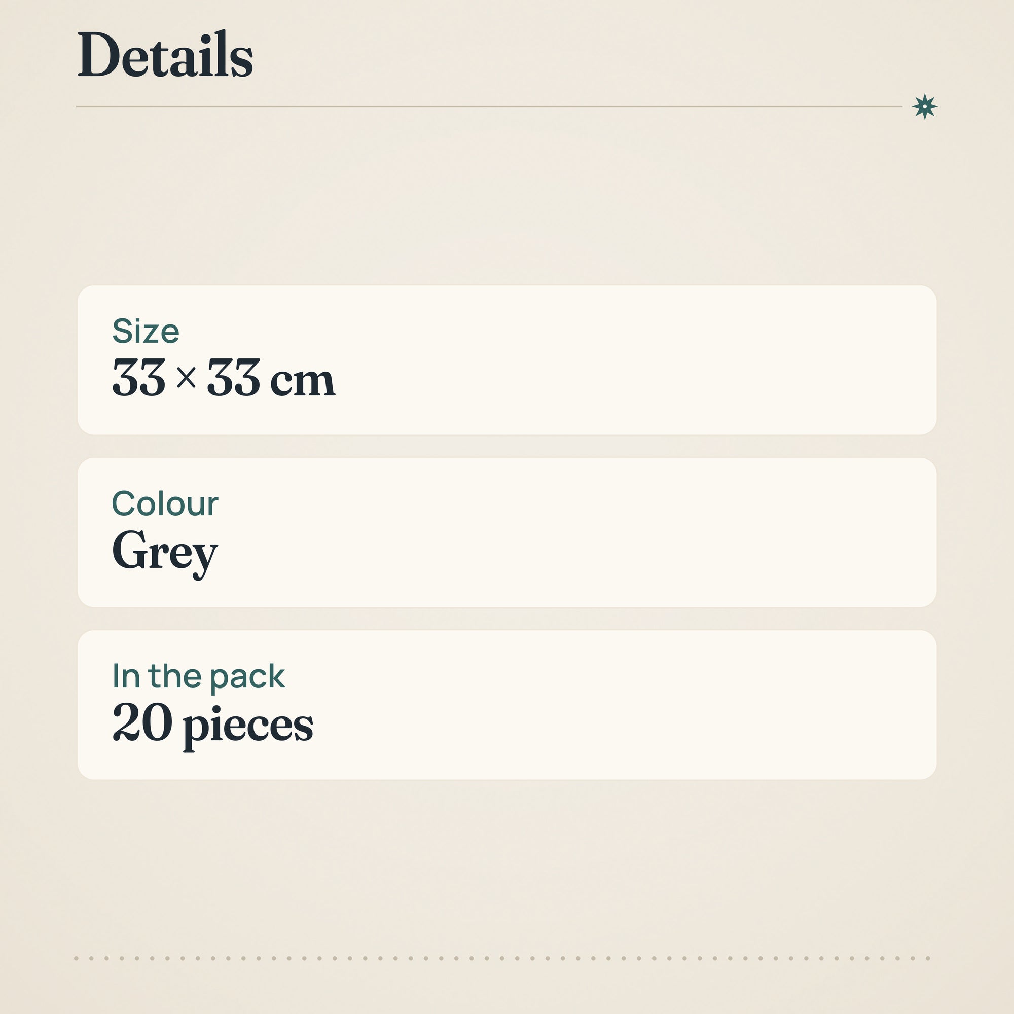 Coop Grey Napkins 33x33cm – product details