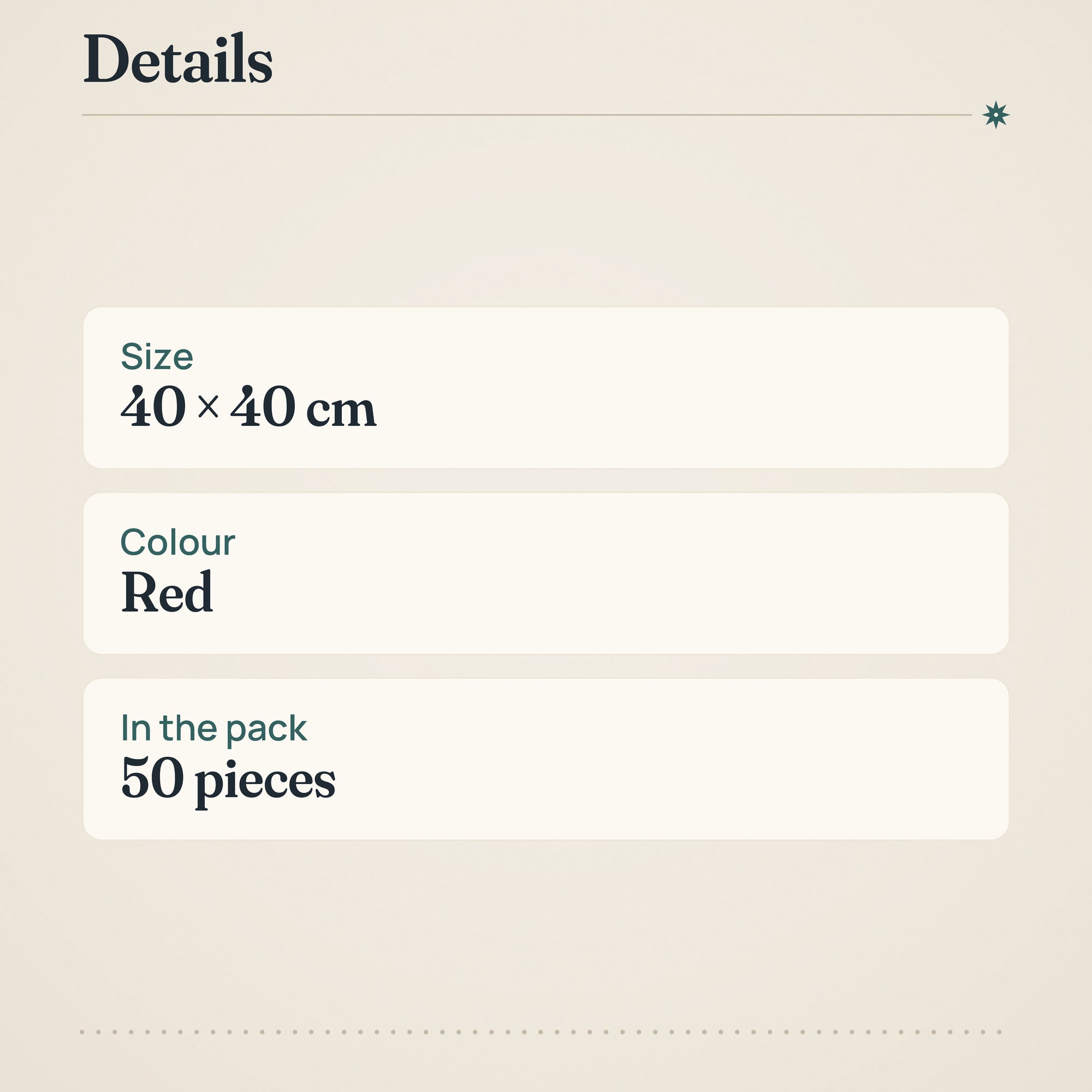 Coop Red Napkin 40x40cm Pack of 50 – product details