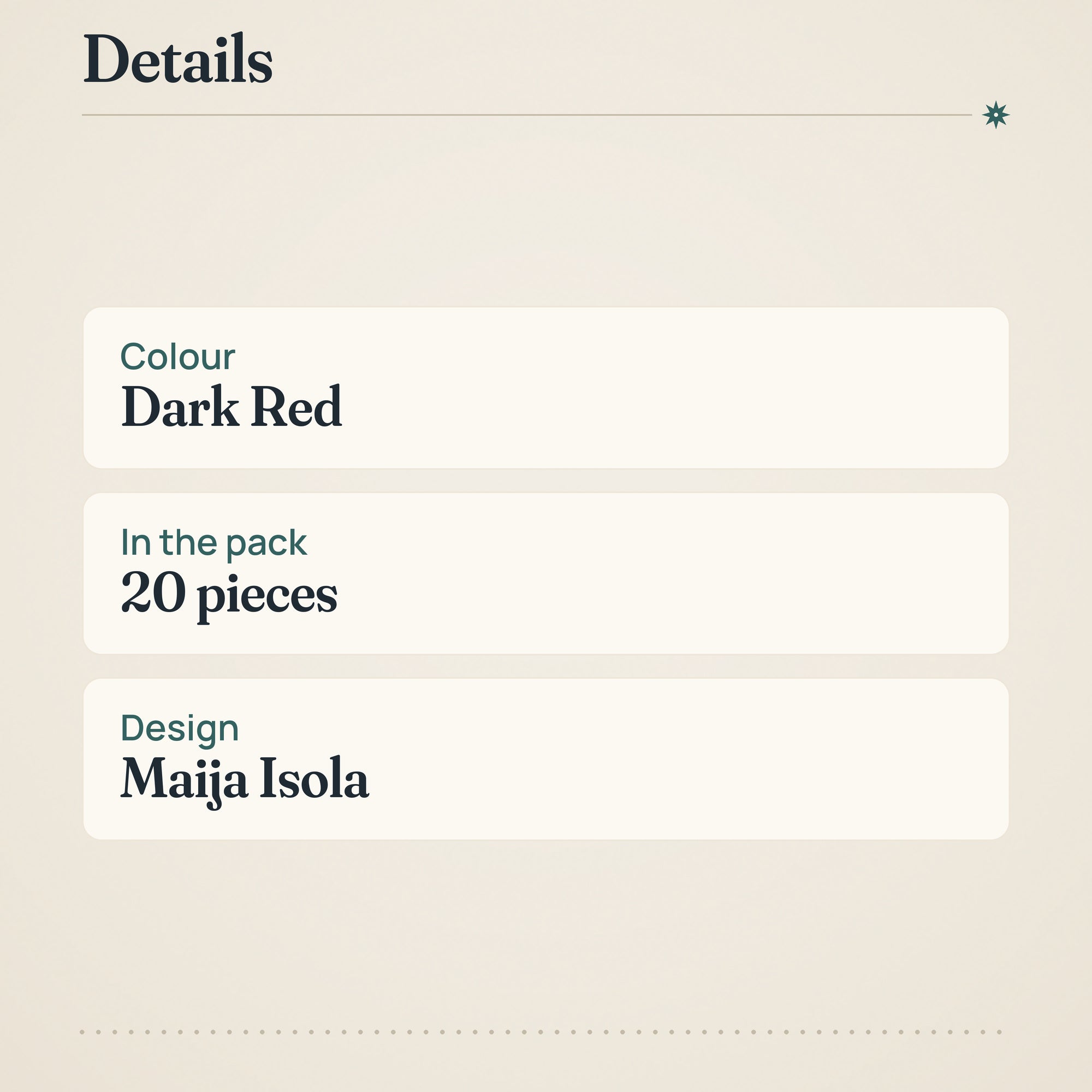 Marimekko Unikko Dark Red Gold Napkins Pack of 20 – product details