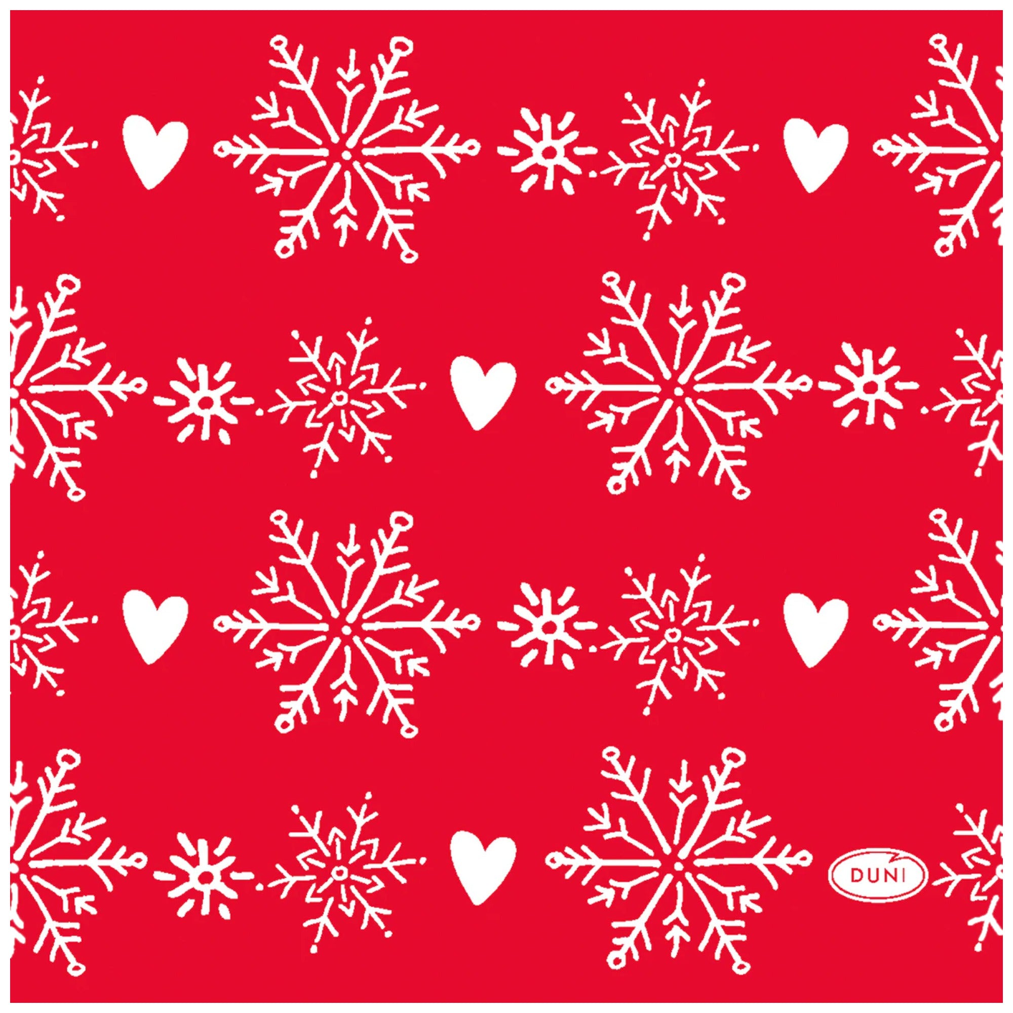 DUNI Winter Flakes Hearts Napkin 24x24cm 3-ply 20pcs – product photo