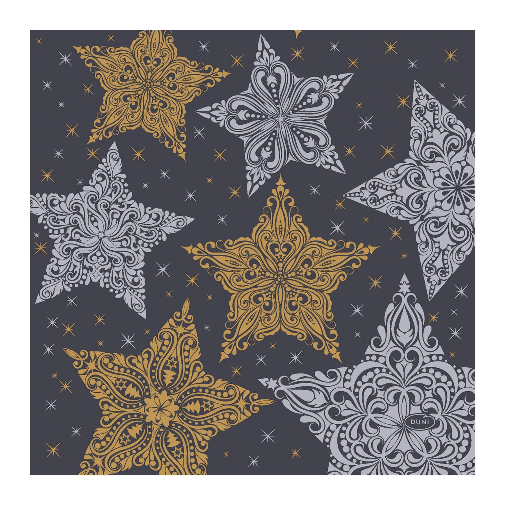 DUNI Napkin Snow Stars Black 33x33cm 20pcs – product photo