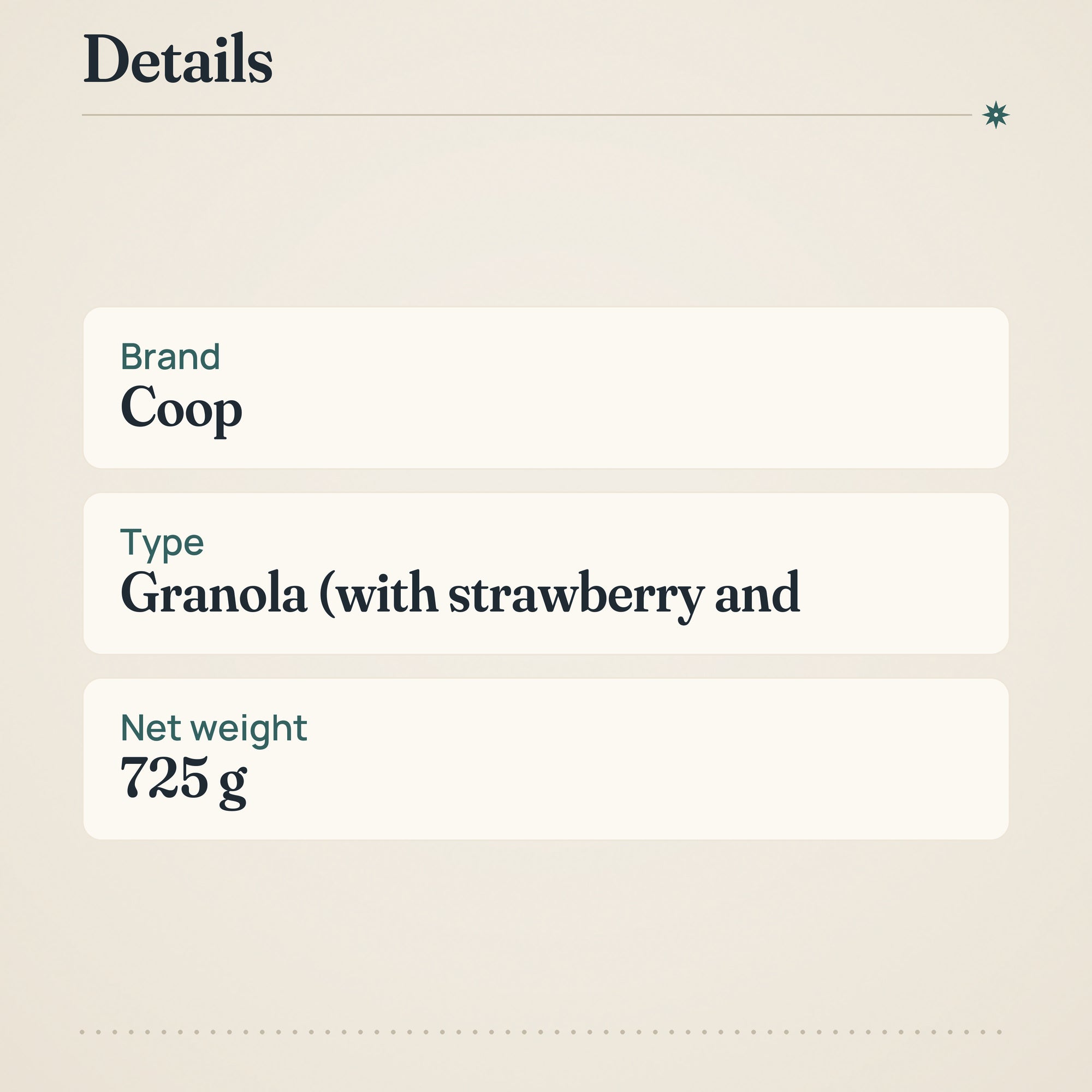 Coop Crunchy Granola Strawberry Yogurt 725g – product details