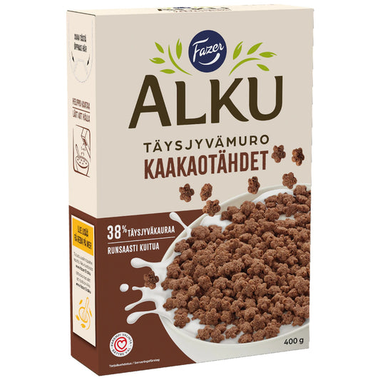 Fazer Alku Cocoa Stars Whole-Grain Cereal 400g – product photo