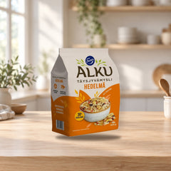Fazer Alku Fruit Whole-Grain Muesli 600g – product photo on a table