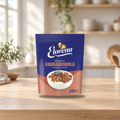 Elovena Mocha Oat Granola 350g – product photo on a table