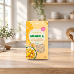 Coop Granola Mango, Orange & Passion Fruit 450g – product photo on a table