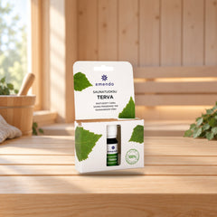 Emendo 10ml sauna fragrance tar – product photo on a table