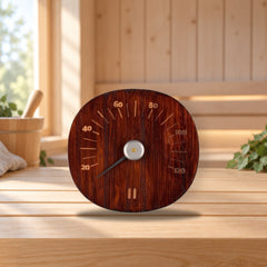 Rento Sauna Thermometer Dark Bamboo – product photo on a table