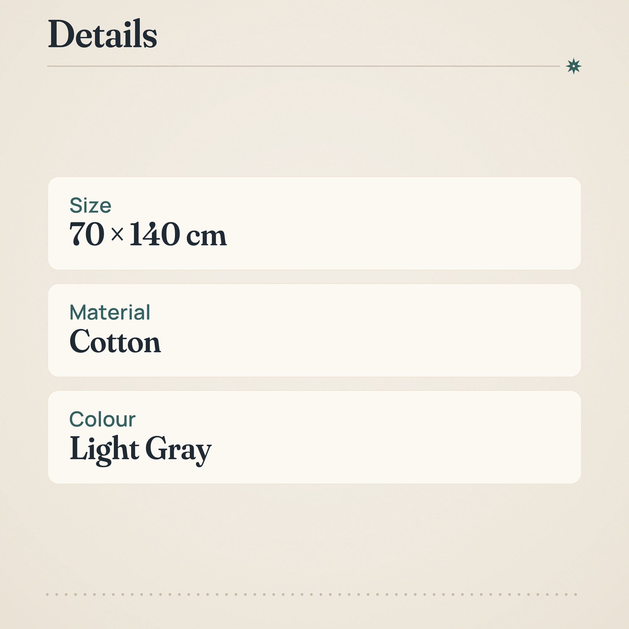 Minea Bath Towel 70x140 cm Light Gray – product details