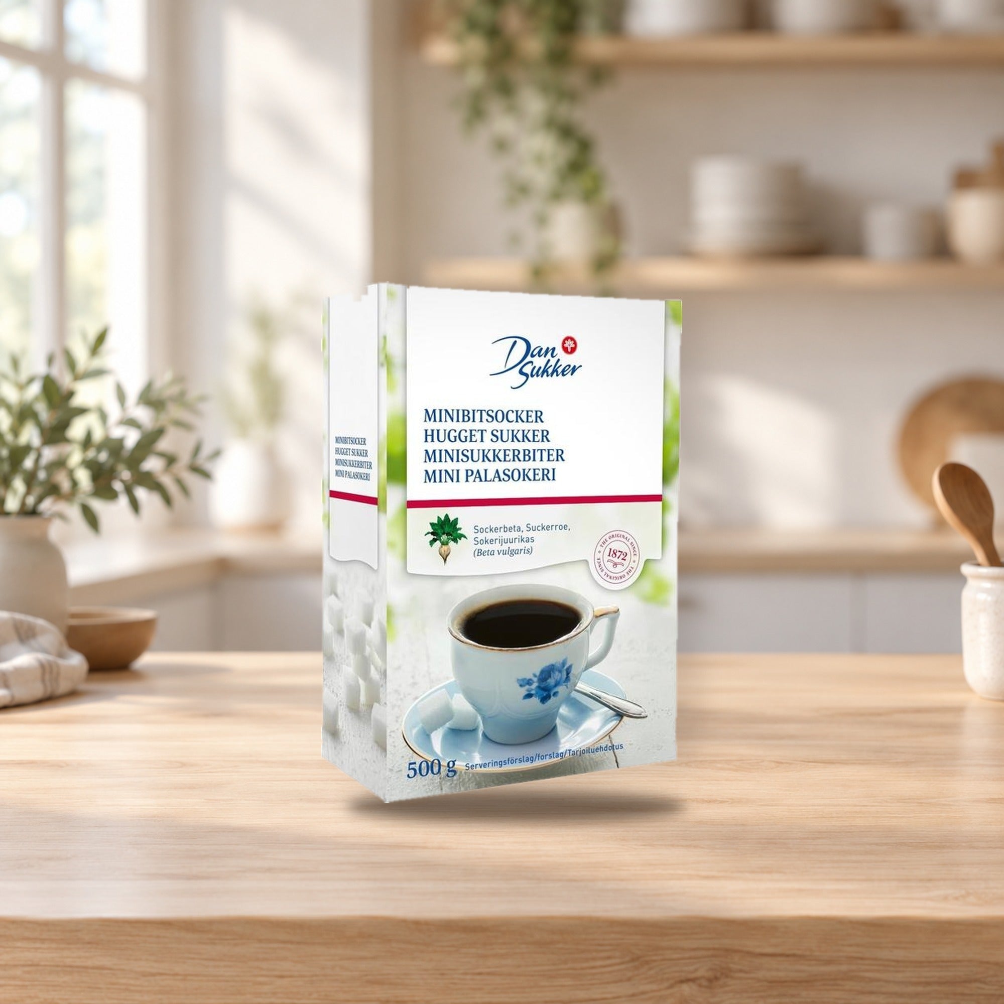Dansukker Mini Sugar Cubes 500g – product photo on a table