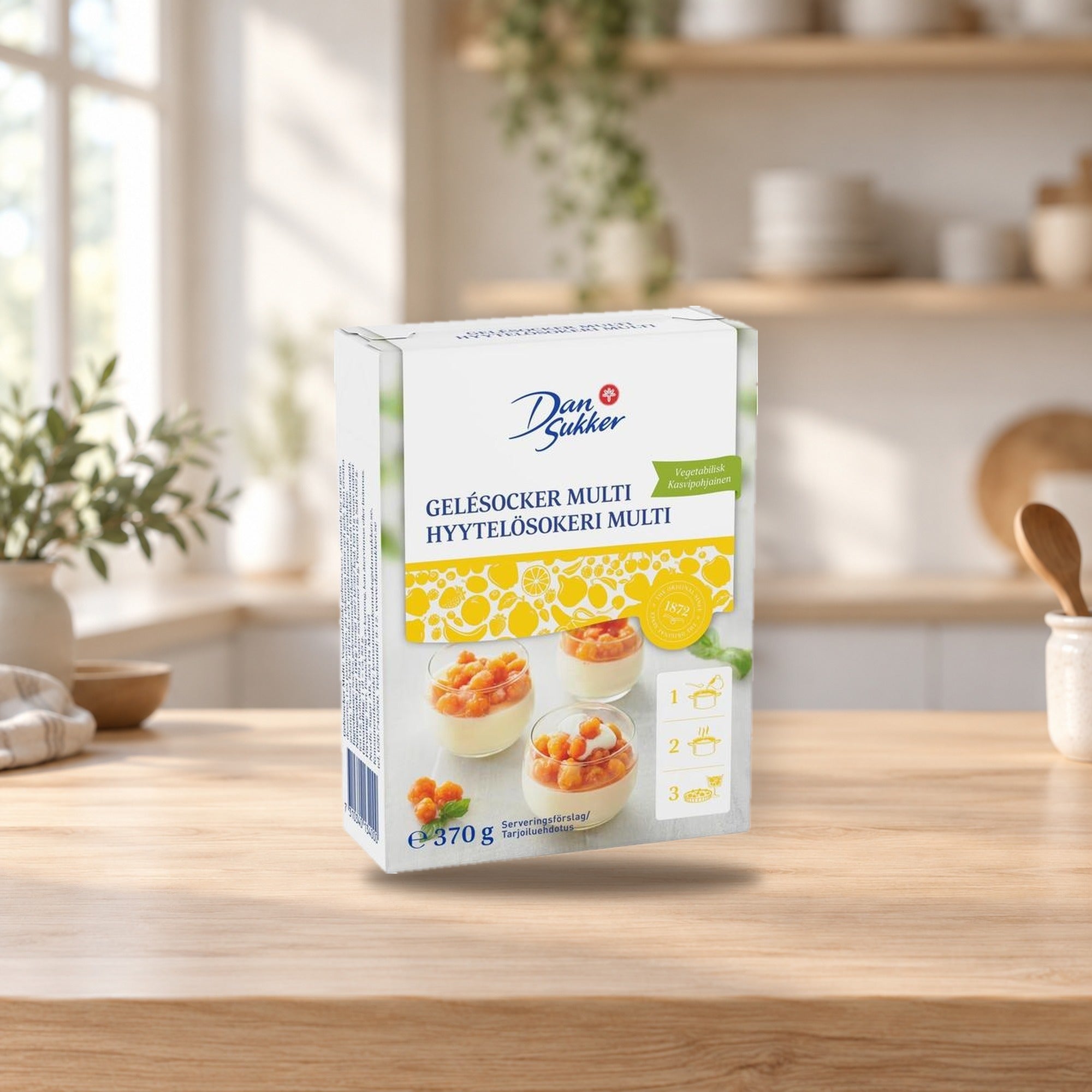 Dansukker Gelatin Sugar Multi 370g – product photo on a table