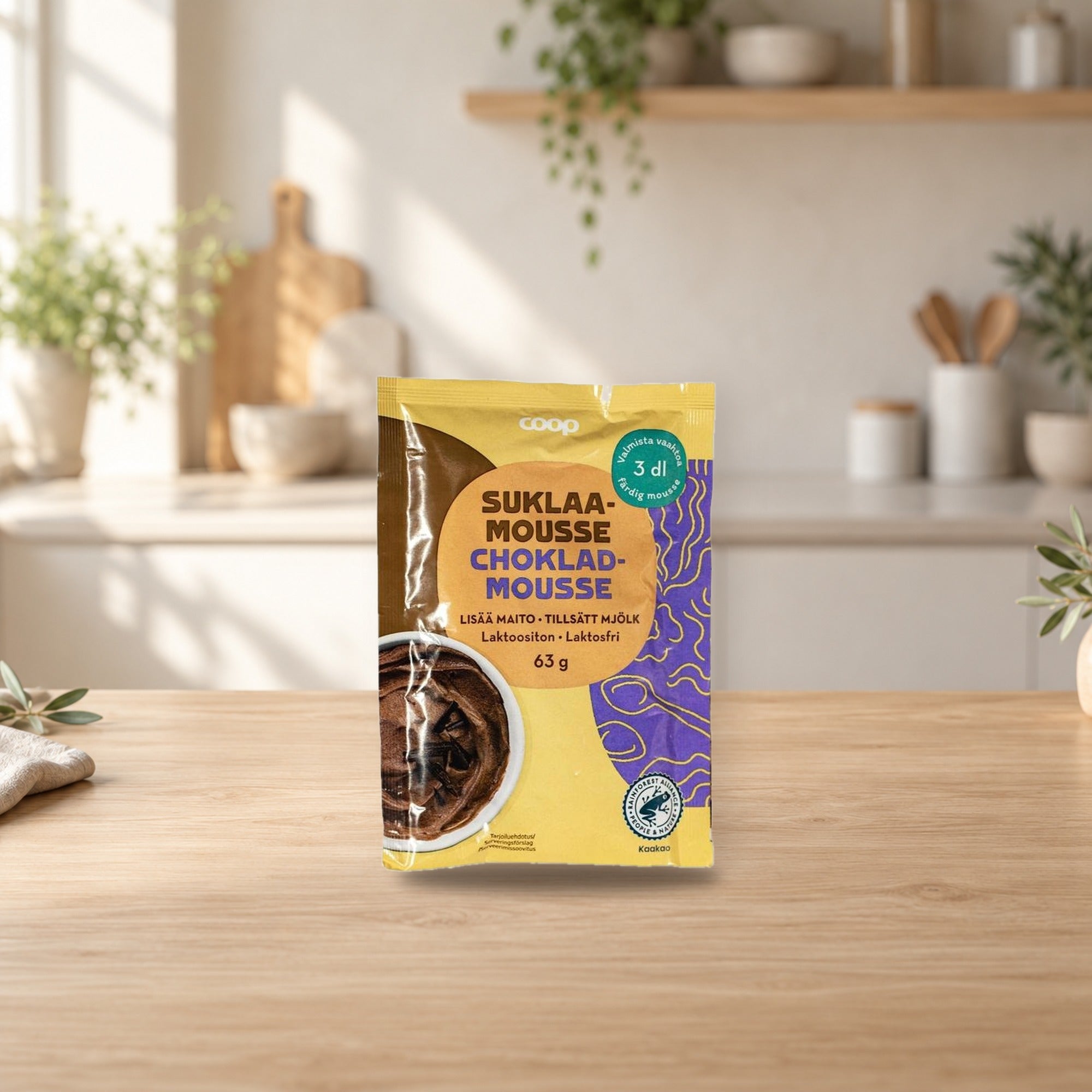 Coop Chocolate Mousse Mix 63g – product photo on a table