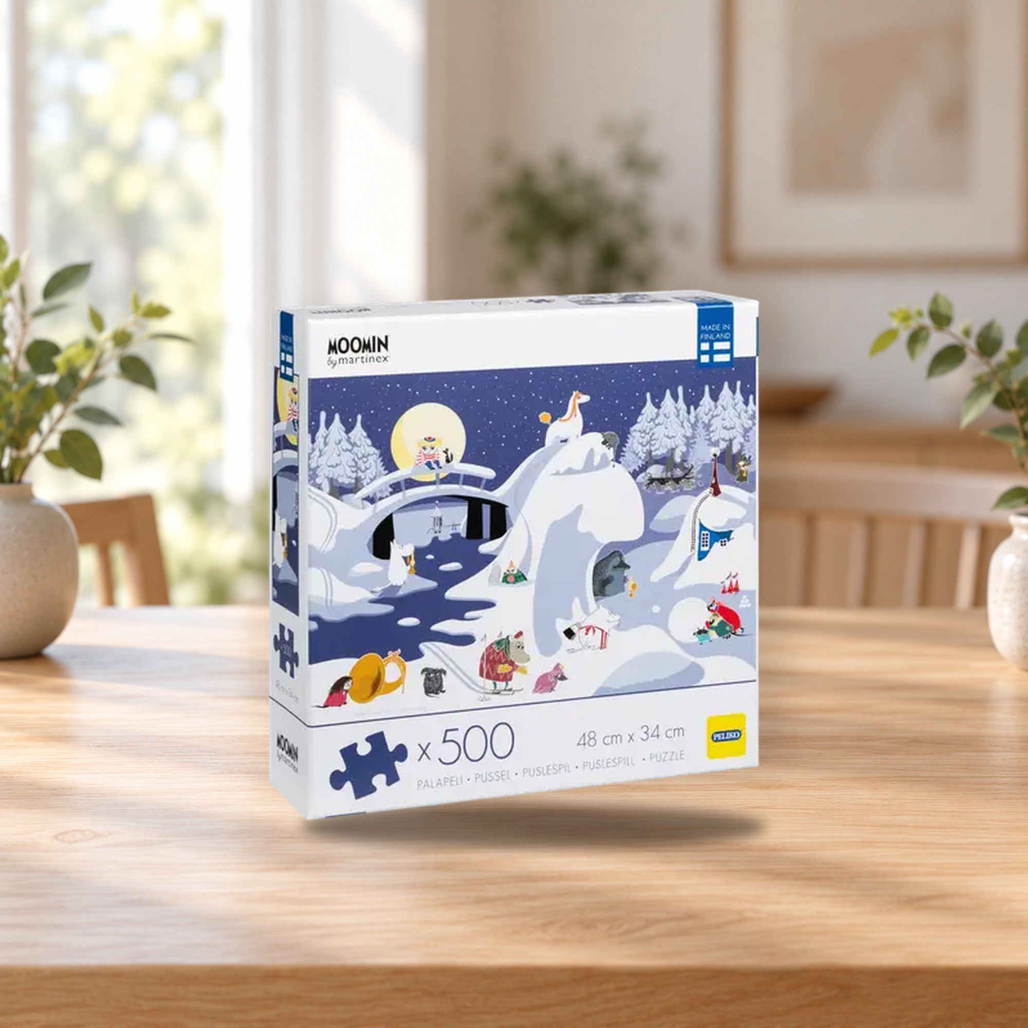 Martinex Peliko Moomin Puzzle 500 Pieces – Winter Landscape – product photo on a table