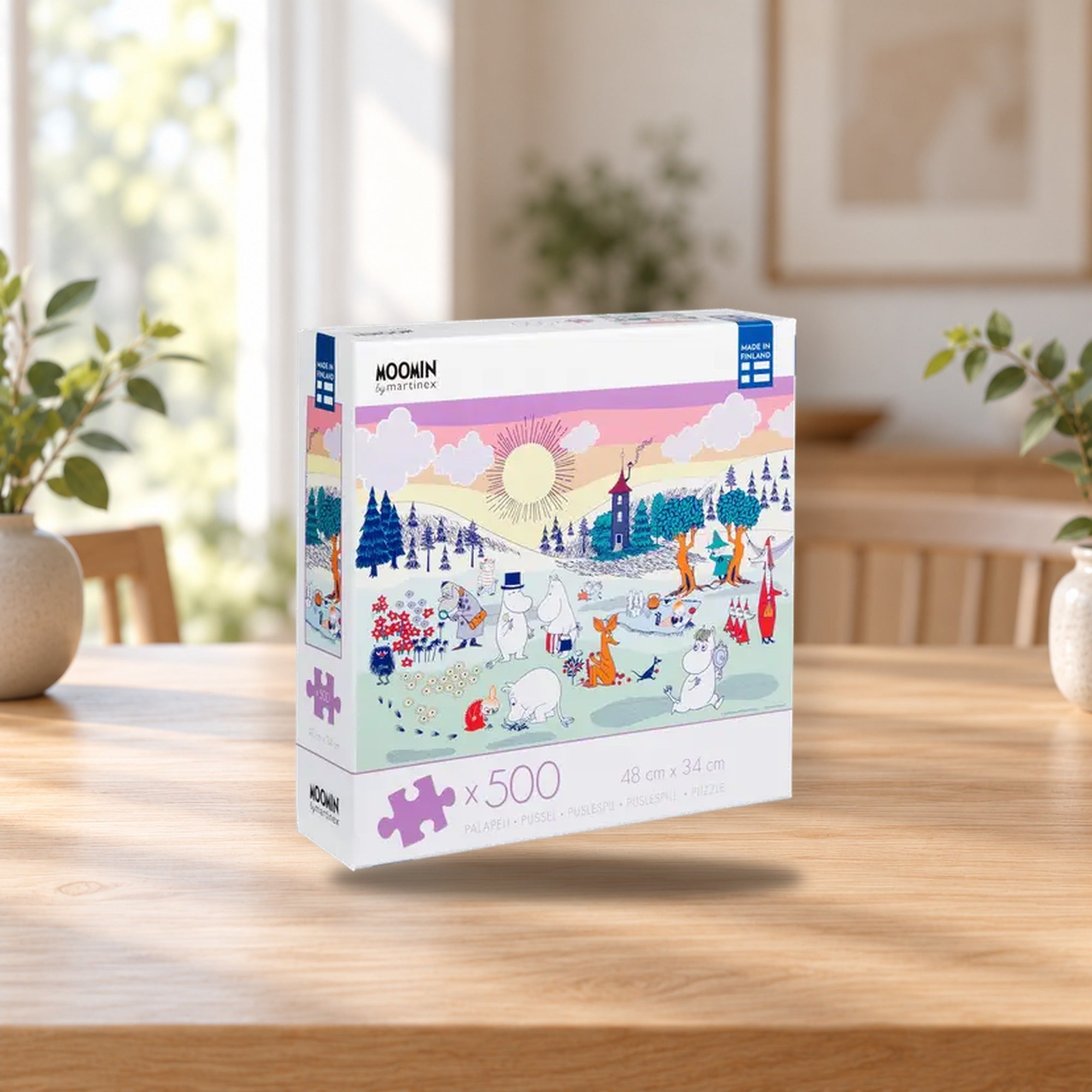 Martinex Peliko Moomin Puzzle 500 Pieces – A Day in Moominvalley – product photo on a table