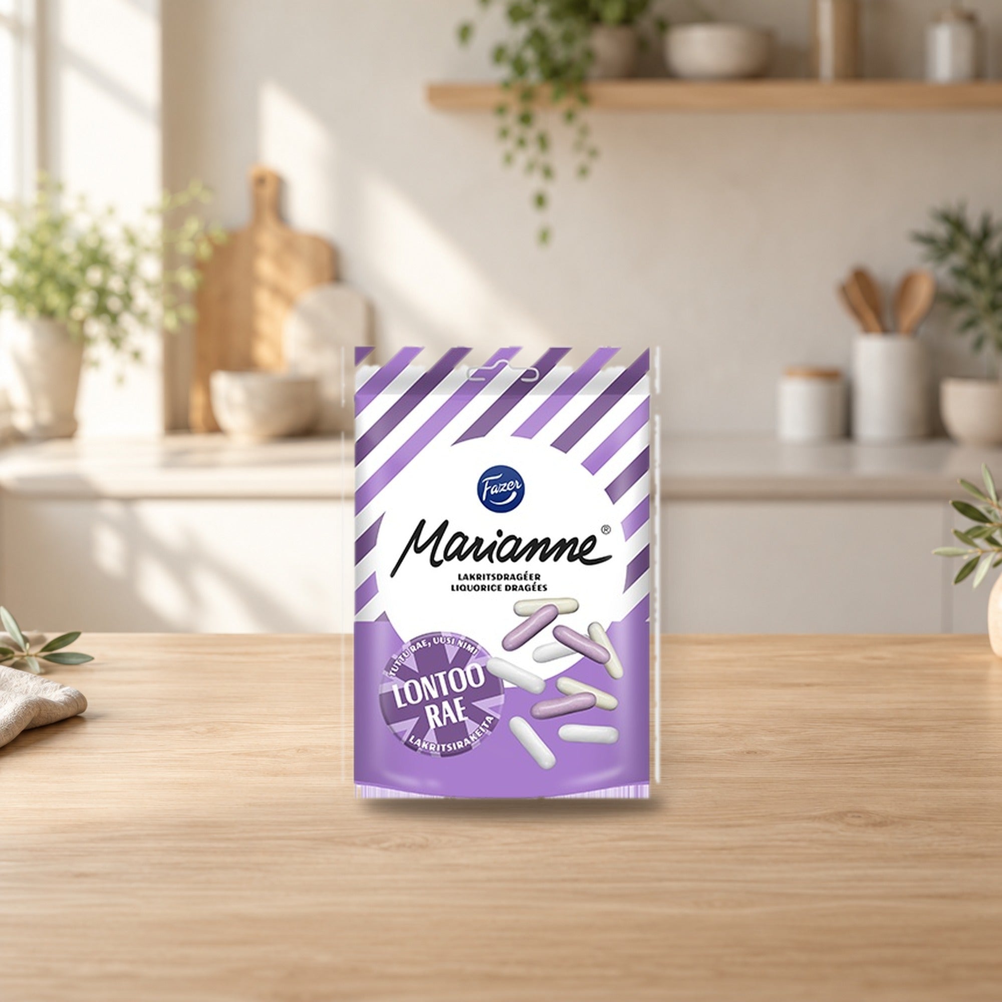 Fazer Marianne Lakritsirae 150 g – product photo on a table