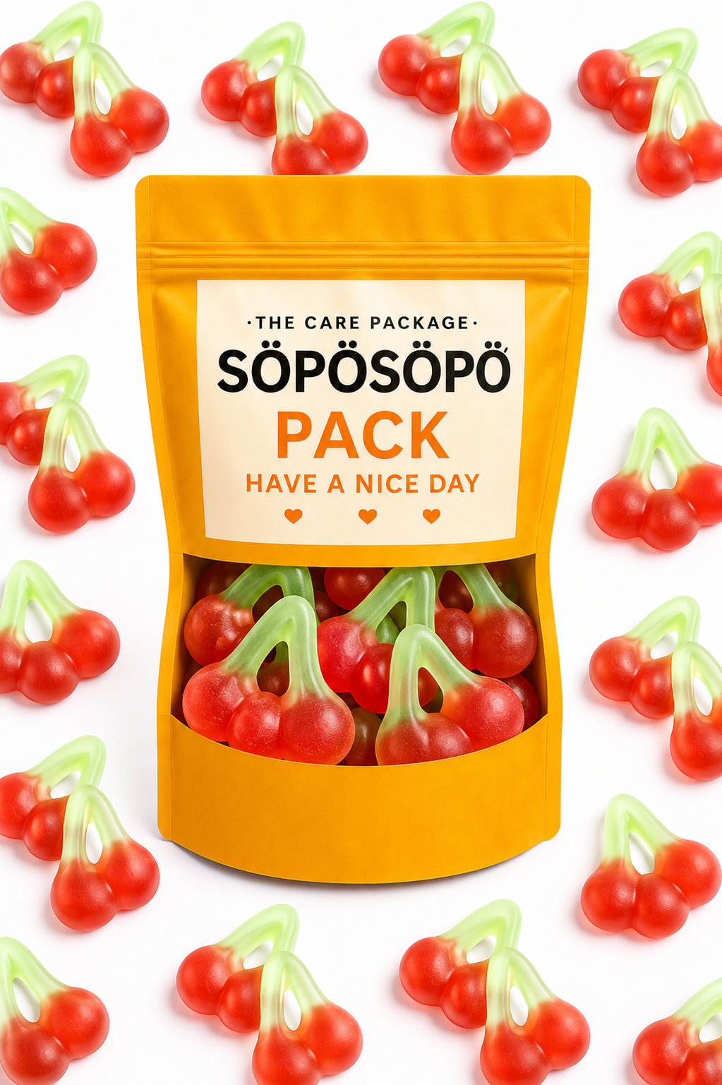 SÖPÖSÖPÖ Scandinavian Treat Pack – Twin Cherry Gummy Candy – 150g Nordic Candy Bag – Soft Double Cherry Gummies, Gluten & Lactose Free – Made in Finland soposopo Pack