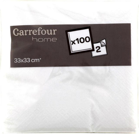Carrefour Napkin White 33cm 100pcs - Soposopo
