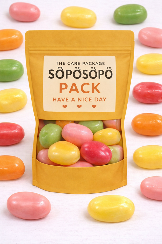 SÖPÖSÖPÖ Scandinavian Treat Pack – Fruit Kastanjen Gummies – 150g Nordic Candy Bag – Fruity Sugar Coated Candy – soposopo pack