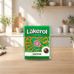 Cloetta Lakerol Cactus Sugar Free Pastilles 25g Box – product photo on a table