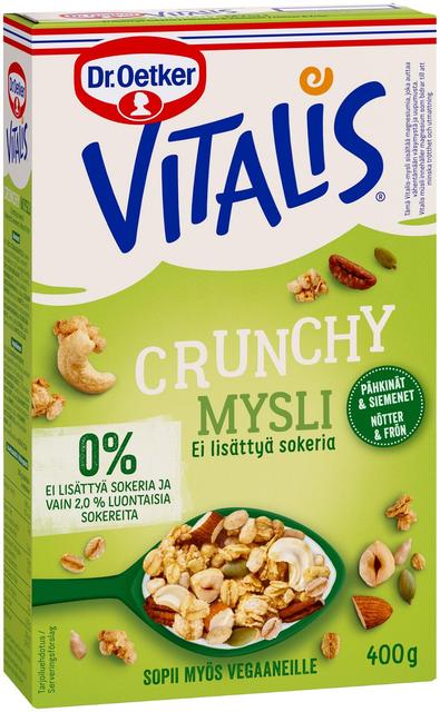 Dr. Oetker Vitalis Crunchy No Added Sugar Nuts & Seeds Muesli 400 g - Soposopo
