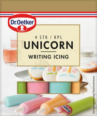 Dr. Oetker Unicorn Writing Icing (4pcs) 76g - Soposopo