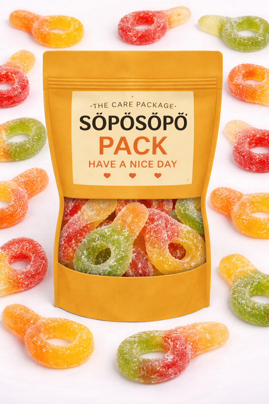 SÖPÖSÖPÖ Scandinavian Treat Pack – Sour Nappar Gummies – 150g Nordic Candy Bag – Sour Fruity Pacifier Candy – soposopo pack