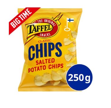 Taffel Chips Classic Salted 250g - 10.8oz Pack - Soposopo