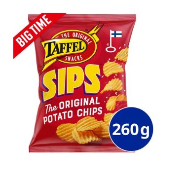 Taffel Sips Salted Chips 260g - Finland's Classic Snack - Soposopo