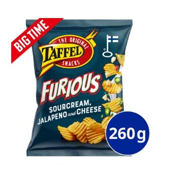 Taffel Furious Sour Cream Chili Jalapeno Cheese Chips 260g - Soposopo