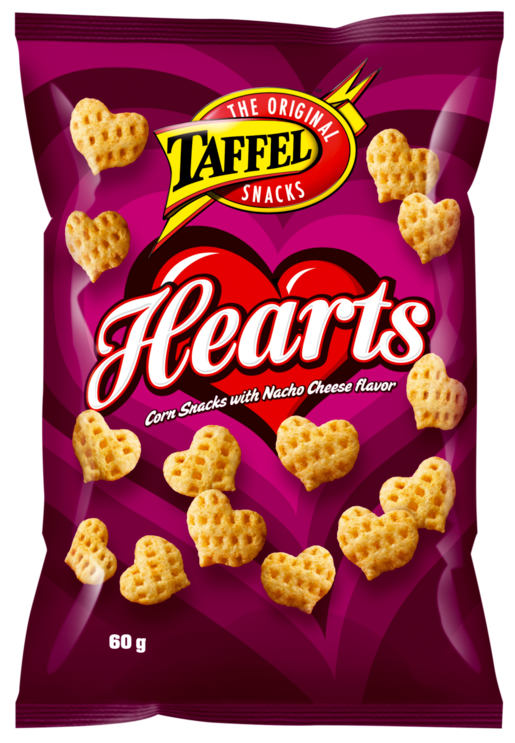 Taffel Hearts corn chips 1 Pack of 60g 2.1oz - Soposopo
