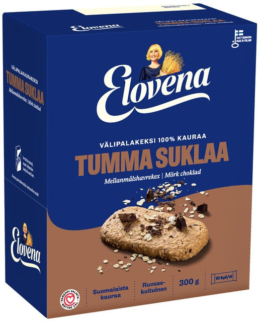 Elovena dark chocolate whole grain snack Cookie 1 Box of 300g 10.6 oz - Soposopo